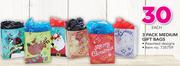 3 pack Medium Gift Bags In Assorted Designs-Each