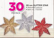 28cm Glitter Star In Assorted Colours-Per Pack