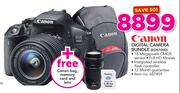 Canon Digital Camera Bundle EOS700D With Canon Bag, Memory Card And Lens