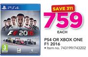 PS4 Or XBox One F1 2016-Each