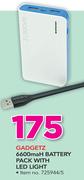Gadgetz 6600mAh Battery Pack With LED Light
