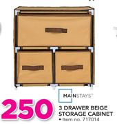 Mainstays 3 Drawer Beige Storage Cabinet