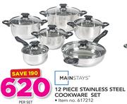 Mainstays 12 Piece Stainless Steel Cookware Set-Per Set