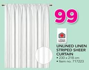 Always Home Unlined Linen Striped Sheer Curtain 230x218cm