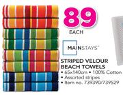 Mainstays Striped Velour Beach Towels-Each