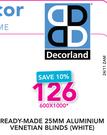 Decorland Ready-Made 25mm Aluminium Venetian Blinds(White)-600x1000mm