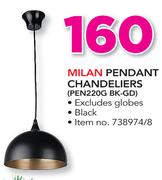 Milan Pendant Chandeliers Excluding Globe PEN220G BKGD