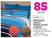 Mainstays Assorted Double Stripe Duvet Covers Including 2 Pillowcases-Per Set