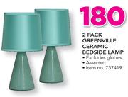 2 Pack Greenville Ceramic Bedside Lamp Excluding Globe