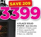 Defy 4 Place Solid Stove BLK DSS-494