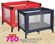 Little One Navy or Red Vito Cot-Each