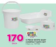 Baby Care 5 Piece White Baby Compact Bath Set-Each