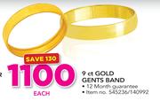 9 Ct Gold Gents Band -Each