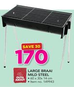 Out & About Large Braai Mild Steel 60x30x14cm