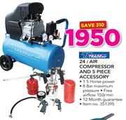 Tradeair 24Ltr Compressor And 5 Piece Accessory