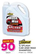 Shield 5Ltr Splash Car And Wax Shampoo-Each