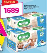 Huggies Gold Mega Box Boy Or Girls Assorted-144's
