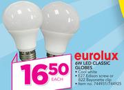 Eurolux 6W LED Classic Globes-Each