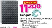 Seagate 2.5" 2TB Expansion Hard Drive STEA2000400