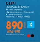 JBL Clip 2 Portable Speaker-Each