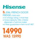 Hisense 536Ltr French Door Fridge 720FS-WD