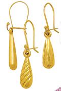 9Ct Gold And Silver Teardrop Earrings Bonded-Per Pair