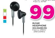 Philips In Ear Headphone SHL3060BK/00