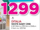 Ditalia White Baby Crib-W134cm x H90.5cm x D68cm