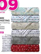 Queen Microfibre Script Sheeting-Per Set