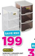Addis Slimline 3 Drawer Unit-Each