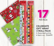 Celebrate Gift Wrap 3 Roll Pack-Per Pack