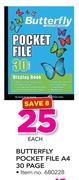 Butterfly Pocket File A4 50 Pages