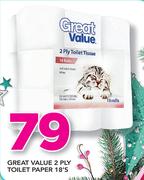 Great value 2 Ply Toilet paper-18's Pack