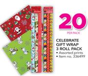 Celebrate Gift Wrap 3 Roll Pack-Per Pack