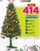 All In One 150cm Pine Tree + 24 Baubles + 20 Fairy Lights + 2 Tinsels And 1 Tree Topper