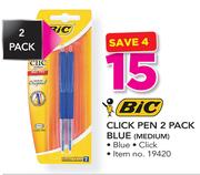 BIC Click Pen 2 Pack Blue(Medium)