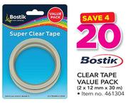 Bostik Clear Tape value Pack 2x12mmx30m