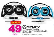 Amplify Symphony Headphones AM2005-BK-Each