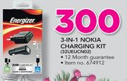 Energizer 3 In 1 Nokia Charging Kit 32UEUCN02