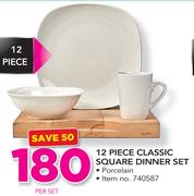 12 Piece Classic Square Dinner Set-Per Set