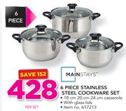 Mainstays 6 Piece Stainless Steel Cookware Set-Per Set