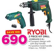 Ryobi 2 Piece Kit Drill CORDLESS S D