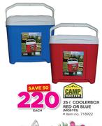 Camp Master 26Ltr Coolerbox Red Or Blue MQ8193-Each