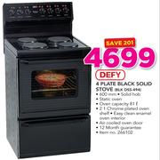 Defy 4 Plate Black Solid Stove BLK DSS-494