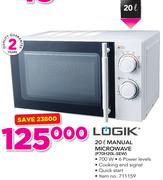 Logik 20Ltr Manual Microwave P70H20L-SEW