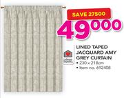 Always Home Lined Taped Jacquard AMY Grey Curtain 230x281cm