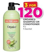 Organics Shampoo Or Conditioner Assorted-3x1Ltr