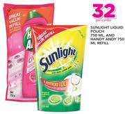 Sunlight Liquid Pouch 750ml And Handy Andy 750ml Refill-Per Combo