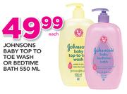 Johnsons Baby Top To Toe Wash Or Bedtime Bath-550ml Each