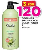 Organics Shampoo Or Conditioner Assorted-3x1Ltr